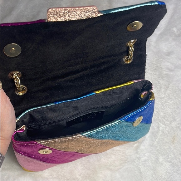 Genuine Leather Multicolor Metallic on metal gold colored chain strap - Picture 9 of 13